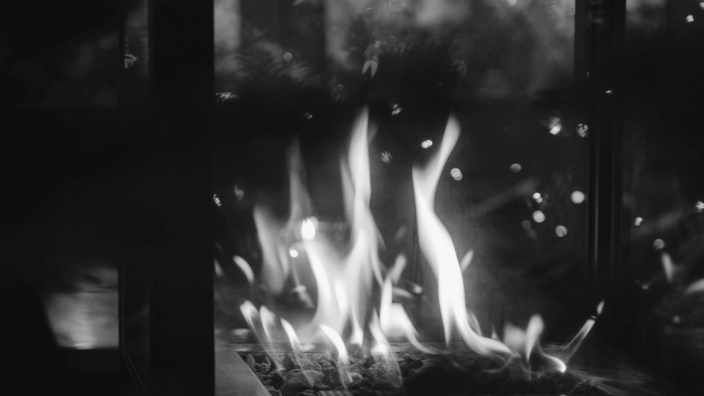 A fireplace burning in black and white - A Ghost story for Christmas introduction